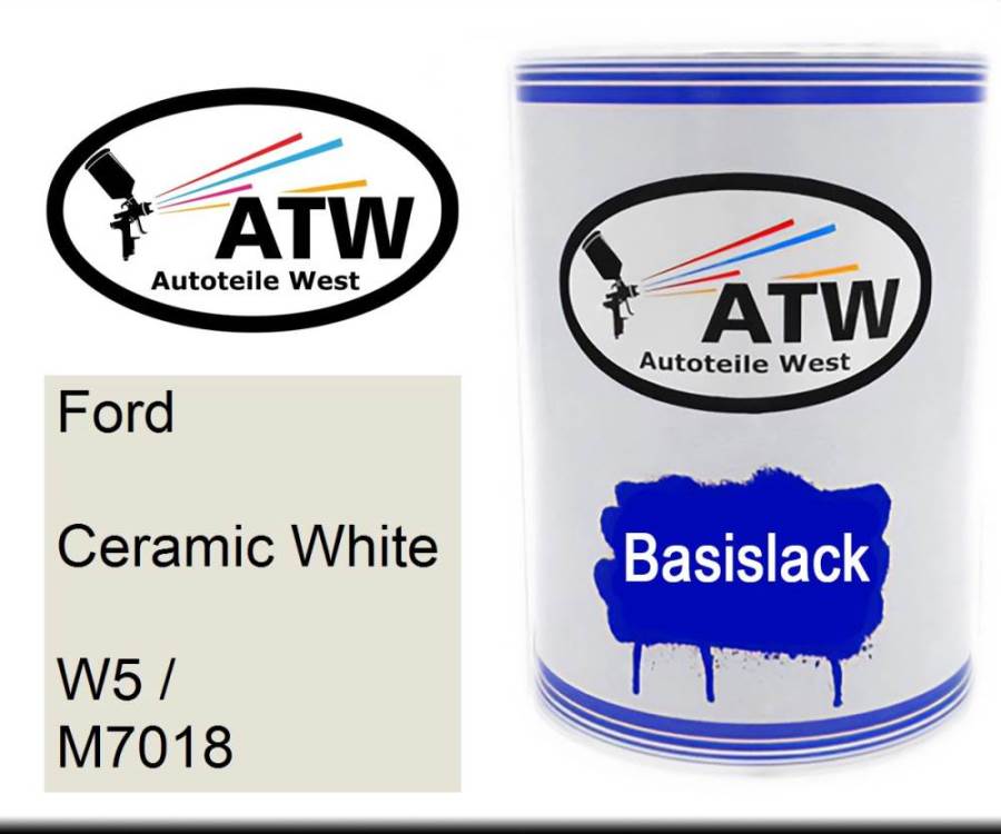 Ford, Ceramic White, W5 / M7018: 500ml Lackdose, von ATW Autoteile West.